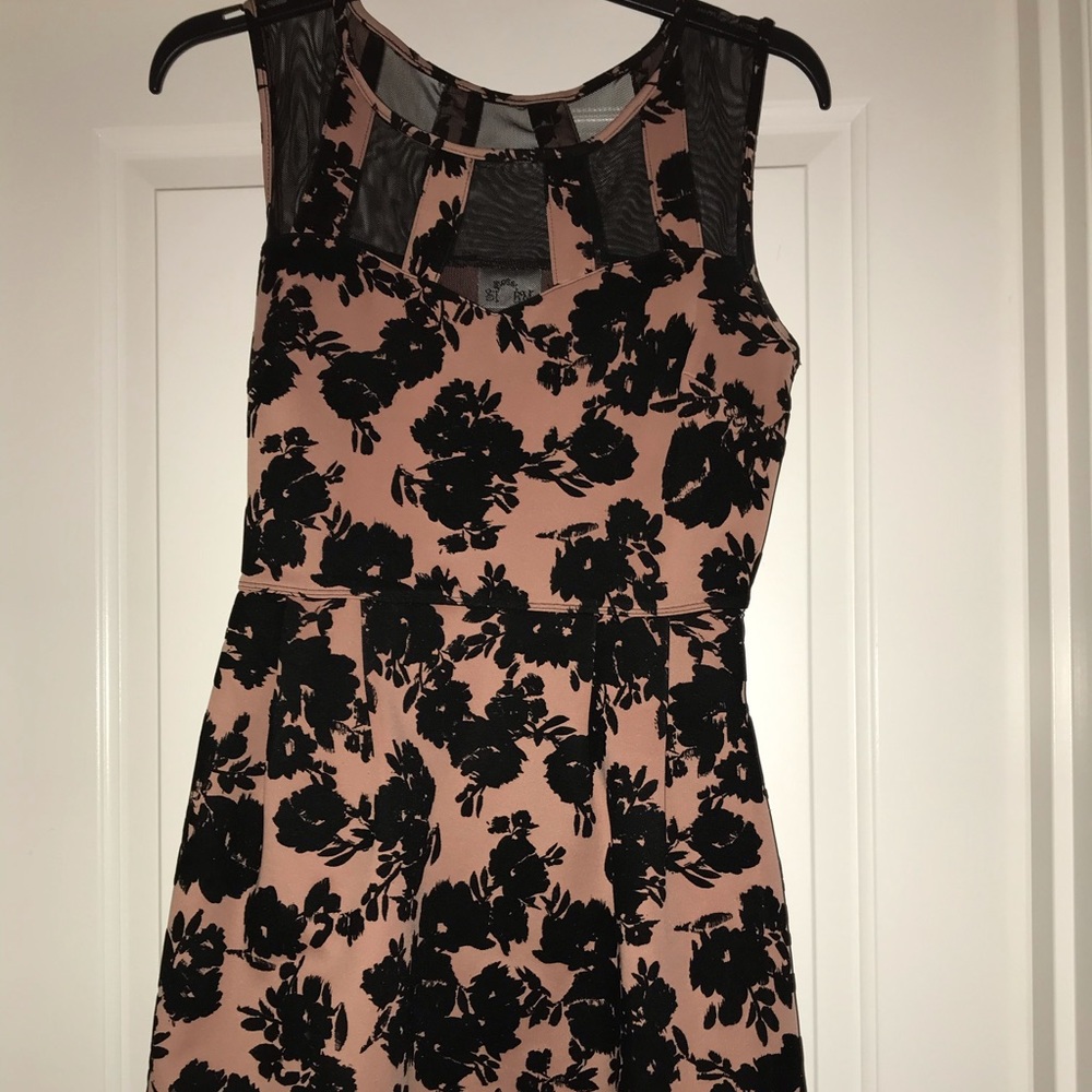 Pink and Black Floral Dress